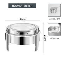 Plats de service chauffants en acier inoxydable argenté de 6 L, chauffe-plats à alcool, ensemble de buffet pour