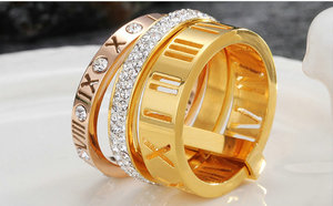 R.Gem. Anelli da donna in acciaio inossidabile con numeri romani di strass di diverse dimensioni - Product Image 4