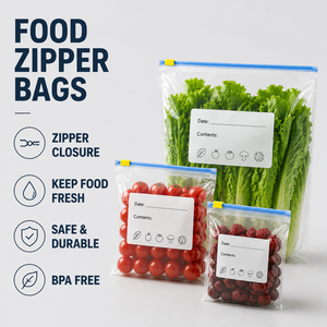 Custom Clear PE Slider Ziplock Bags Food Grade Freezer Safe Reusable Microwavable Stand Up Storage Bags for Fruit Vegetable - Product Image 1