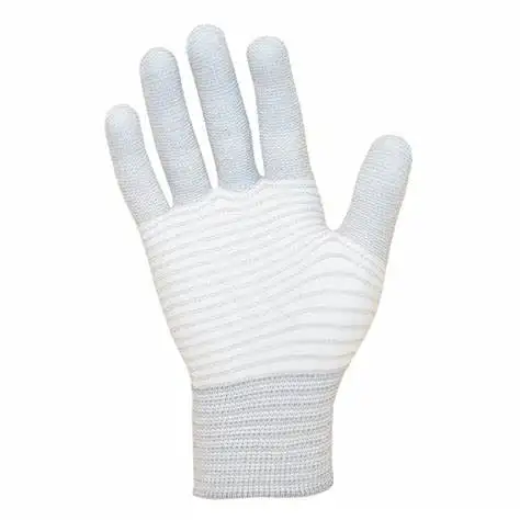 ถุงมือทำงาน ESD ถุงมือกันไฟฟ้าสถิตย์แบบใช้แล้วทิ้งสำหรับสายการผลิตถุงมือเคลือบ PU กันลื่น