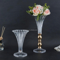Vase à fleurs en acrylique transparent, centre de table de mariage en métal doré, grand récipient floral pour table, support de pilier pour décoration de fête