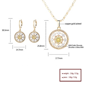 Bisuterie Joyeria Bisuterias Oro Venta al por mayor 18K Chapado en oro Latón Circón Pendientes Y Collares Conjuntos Mujer Conjunto De Joyería De Moda - Product Image 6