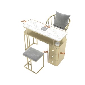 Modern Luxury <b>Nail</b> Salon Furniture Sets Wholesale Metal Iron Marble Manicure Desk for <b>Nail</b> Bar and Living Room Use - Product Image 2