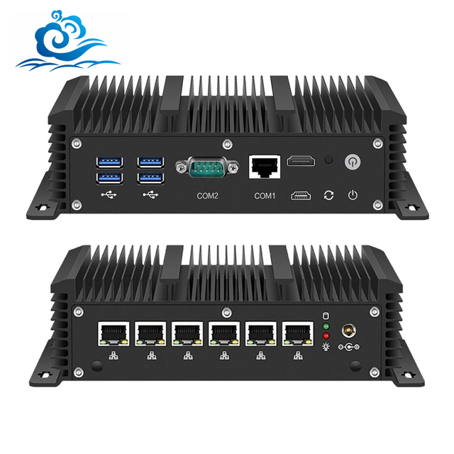 HelorPC Intel Core I3 I5 I7 Mini PC I225 6 Ethernet LAN HD RS232 COM Fanless Linux Computer Ubuntu Soft Firewall Router