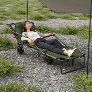 Metal Frame Utility Wagon for Family Outings Garden Park Wagon Portable Beach OEM Camping <b>Foldable</b> 4 Wheel Wagon <b>Trolley</b> Cart - Product Image 6