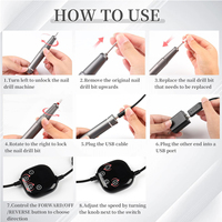 WELLSTRY Nieuwe Aanwinst Touchscreen Design USB Pen Vorm Draagbare Roestvrijstalen Manicure Pedicure E-File Set 40000RPM Nagelboor
