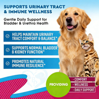 Liquide Oral Réparateur et Apaisant pour les Voies Urinaires des Animaux de Compagnie (Chiens et Chats) – Soin des Reins et Soutien de l'Équilibre Microbiotique