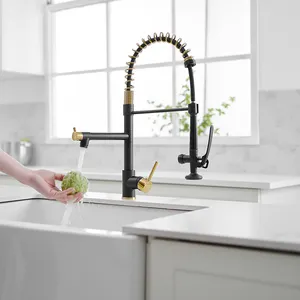 Fapully neue moderne gebürstete Nickel Bronze Küchen spüle Pull Down Wasserhahn mit feder belasteten Mischbatterie