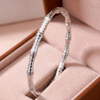 Bracelet manchette élégant en acier inoxydable plaqué or 18 carats, motif bambou taillé diamant, poli miroir, gravé, accessoires pour femmes