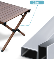 Table de camping portable SOLOMAN moderne en alliage d'aluminium, légère, réglable en hauteur, détachable, marron, 4 places, avec rangement