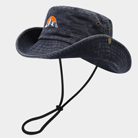 Chapeau Bob Personnalisé en Toile de Coton Lavée, Chapeau de Pêcheur à Large Bord avec Cordon de Serrage Brodé, Idéal pour la Randonnée, le Camping, la Pêche, les Voyages, Unisexe