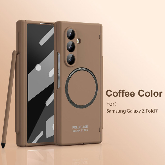 Fashion Folding Magnetic PC Skin Feel With Front Screen Protector Phone Case with Pen Slot for Samsung Galaxy Z Fold 7 6 5