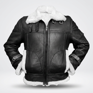 Chaqueta de Cuero Genuino Negro para Hombre con Forro de Piel Sintética, Estilo Motero, Resistente al Viento, Cálida para Invierno, con Cierre de Cremallera - Product Image 4
