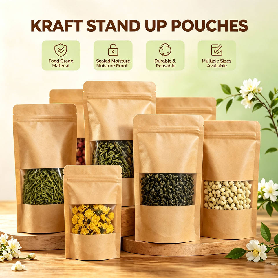 Food Grade Kraft Paper Thickened Moisture-Proof Stand Pouch Clear ...
