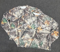 Custom Echte Boom Print Jacht Kleding Wandelen Camping Lange Mouwen T Shirts Grafische Lange Mouw Camoflouge Wafel Crew T-Shirt