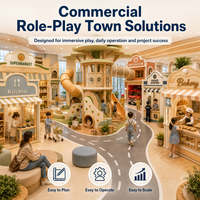 Casa de juegos con tobogán, área de juegos suave, cocina comercial, tienda, certificación CE, FEC, operadores, pueblo de juegos de simulación