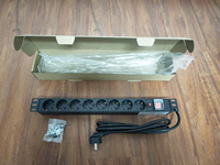 Barre d'alimentation 1U en alliage d'aluminium 8 ports/6 ports, multiprise 16A, norme européenne/allemande 240V PDU