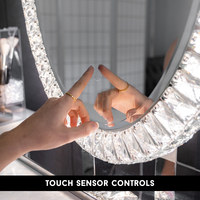 Miroir Sur Pied Ovale Effet Diamant Écrasé avec Lumière LED, Miroir de Coiffeuse Rond Créatif avec LED
