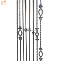 Balustre carré intérieur en fer forgé de 9/16 "avec panier broches d'escalier martelé intérieur pour décoration de garde-corps en bois vente en gros
