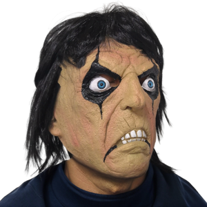 Masque d'Halloween en latex effrayant pour le visage entier avec cheveux sauvages, expression féroce, taches de larmes noires - Accessoire de fête tendance - Product Image 4