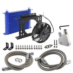 AN10 15 Row Oil Cooler New w/ Bracket 7" Electric Fan Kit Fits for GM Chevy V8 Engine LSX LS1 LS2 LS3