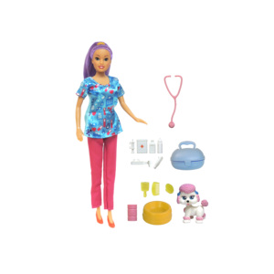 Muñeca de Moda Estrella de Rock con Guitarra, Altavoz, Auriculares, Micrófono, Gafas de Sol Rosas, Cabello Azul, Material de PVC para Niñas de 5 a 7 Años - Product Image 2
