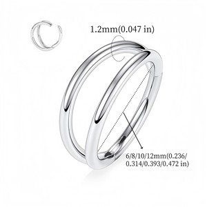 Anneau de nez double couche en acier inoxydable 316, bijou de piercing unisexe géométrique rond - Product Image 2