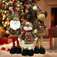 Poupées en peluche de Noël rétractables faites à la main, écologiques, Père Noël, Bonhomme de neige, Renne, décorations festives sur pied