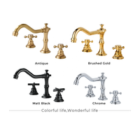 Robinet de lavabo à 3 trous en laiton massif, finition bronze antique, à deux poignées, pour montage sur comptoir