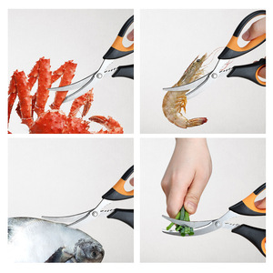 Stainless Steel Seafood Scissors Orange Black Handle Heavy Duty Kitchen Shrimp Peeling Crab Lobster Cutter - Product Image 2