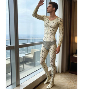 Body Sexy para Hombre con Abertura en la Entrepierna, Estampado de Leopardo, Nylon y Spandex, Ropa Interior, Primavera 2025 - Product Image 4