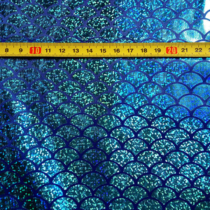 Grosir Biru Gemerlap Warna-warni Kristal Holografik 100% Poliester Metalik Foil Lame Laser Putri Duyung Skala Kain Cetak Foil - Product Image 4