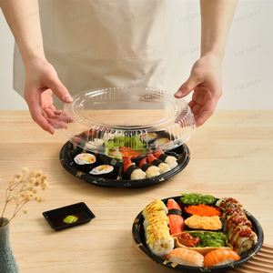 Einweg-Kunststoff Hochwertige Take Out to Go Lebensmittel verpackungs boxen Runde Sushi-Tablett Sushi-Platte - Product Image 2