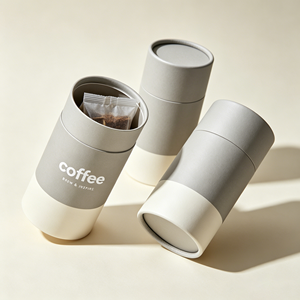 กล่องกระดาษทรงกระบอกสำหรับบรรจุภัณฑ์กาแฟ พร้อมฝาปิด รีไซเคิลได้ ผลิตจากกระดาษดูเพล็กซ์ พิมพ์สี่สี ดีไซน์ Brew & Inspire - Product Image 4