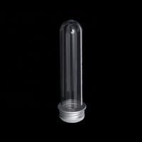 Kaca bening medis bawah datar bulat tabung PET tes dengan tutup sekrup aluminium 20ml 30ml