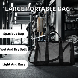 Bolsa Deportiva de Malla Negra, Gran Capacidad, con Separación para Ropa Seca y Mojada, para Viajes y Yoga - Product Image 2