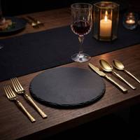 Service de Table Moderne de Luxe en Acier Inoxydable Poli Miroir Doré Martelé, Compatible Lave-Vaisselle pour Restaurants de Luxe et Mariages