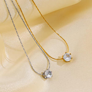 CZ Pierre Patte Pendentif Collier Haute Qualité En Gros Personnalisé Pas Cher À La Mode Cubique Zircon Lien Chaîne Patte Charme Collier - Product Image 1