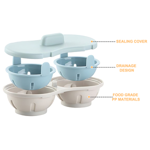 Utensilio de Cocina Ecológico de Grado Alimenticio, Hervidor de Huevos Doble de Plástico PP, Apto para Microondas - Product Image 2