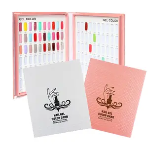 120种颜色的指甲凝胶展示卡片书有白色，粉红色，黄色3种颜色选项，带有定制私人标志