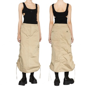 Falda Midi Cargo Personalizada para Mujer, Mezcla de Poliéster y Nailon, con Cordón Ajustable en el Bajo y Cierre Frontal - Product Image 1