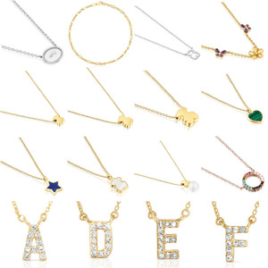 Touses Venta al por Mayor de Collares para <span class=keywords><strong>Mujer</strong></span> de Varios Estilos, con Dijes de Letras de Circonita Pavé, Trébol de Cuatro Hojas, Mariposa y Estrella, Set de Joyería con Colgantes - Product Image 1