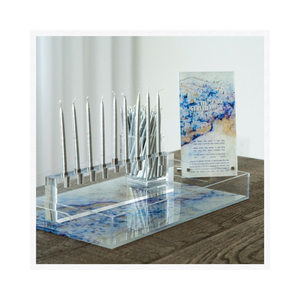 Hanoukka Hanoukka Bougie Éclairage Huile Tasse Cadeau Juif Judaica Acrylique Or Pierre Peint par <span class=keywords><strong>Judy</strong></span> Lucite Classique Menorah - Product Image 5