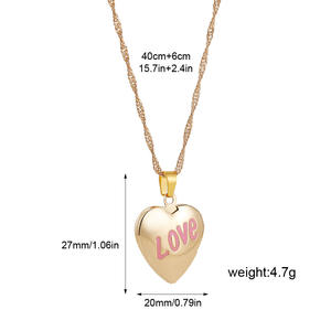 Collier Pendentif Cœur Rose LOVE en Acier Inoxydable Plaqué Or 18K Style Européen et Américain, Cadre Photo Médaillon Chaîne Clavicule pour Photo d'Animal <span class=keywords><strong>de</strong></span> Compagnie - Product Image 1
