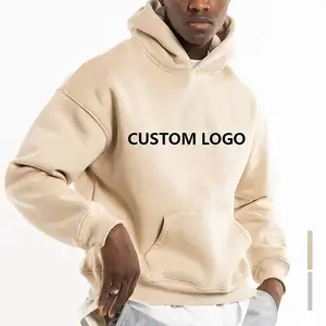 Yüksek kaliteli pamuk fransız Terry boy örme kapşonlu kalın polar damla omuz düz boş özel erkekler Hoodies