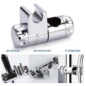 Shower Head Holder Bathroom Adjustable Chrome Slider Handheld Shower Head <b>Bracket</b> Fasteners to Fit 25mm Riser Rail - Product Image 3