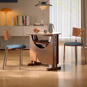 Mesa de comedor ovalada plegable de madera maciza con estructura de soporte para comedor - Product Image 2