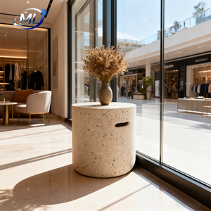 Modern Minimalist Durable Fiberglass Cylindrical Terrazzo Texture Coffee <b>Table</b> <b>for</b> <b>Living</b> <b>Room</b> Bedroom Hotel Patio - Product Image 2