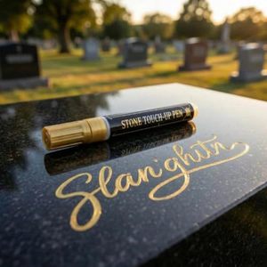 Bolígrafo de tinta dorada Stone Touch Up para grabar en granito, uso en cementerios, diseño tradicional - Product Image 1