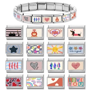 Pulsera DIY Multifuncional de Acero Inoxidable Estilo Italiano con Diseño de Corazón, Estrella de Cinco Puntas y Flor, Temática Marina Transfronteriza - Product Image 3